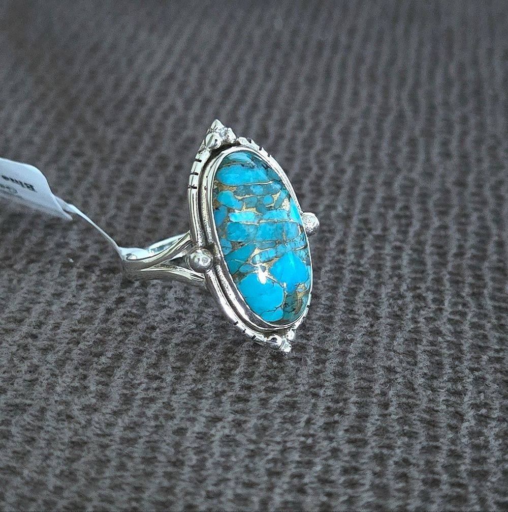 ✨️HP✨️ Shivam Oval Shaped Blue💙 Copper Turquoise Statement Ring💍 - NWT - Picture 9 of 16